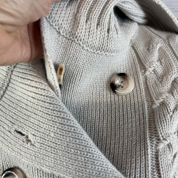 Vertigo Pea Coat Sweater Vest size Large Tan Stone Cable Knit Nautical Casual - Picture 5 of 11